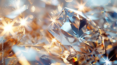 A close-up of a diamond's rough exterior, its jagged edges and imperfections forming an abstract study of natural beauty, ideal for a documentary about gemstones.   photo