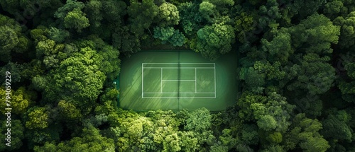 Hidden tennis court forest encased photo