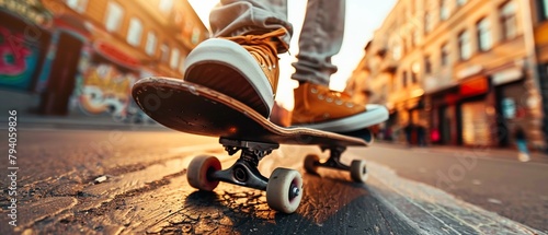 Skateboard in action urban edge