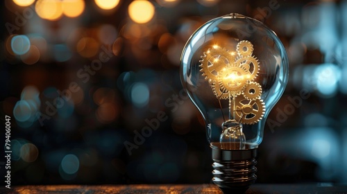 Lightbulb with gears inside photo