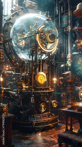 Extraordinary Steampunk Invention Harnessing the Earth's Magnetic Field for Sustainable Energy in a Future of Scarcity
