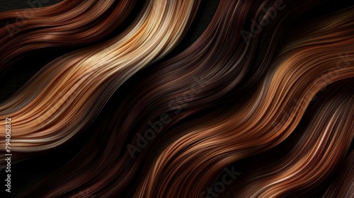 luscious brunette hair swatches in various shades isolated on black digital illustration