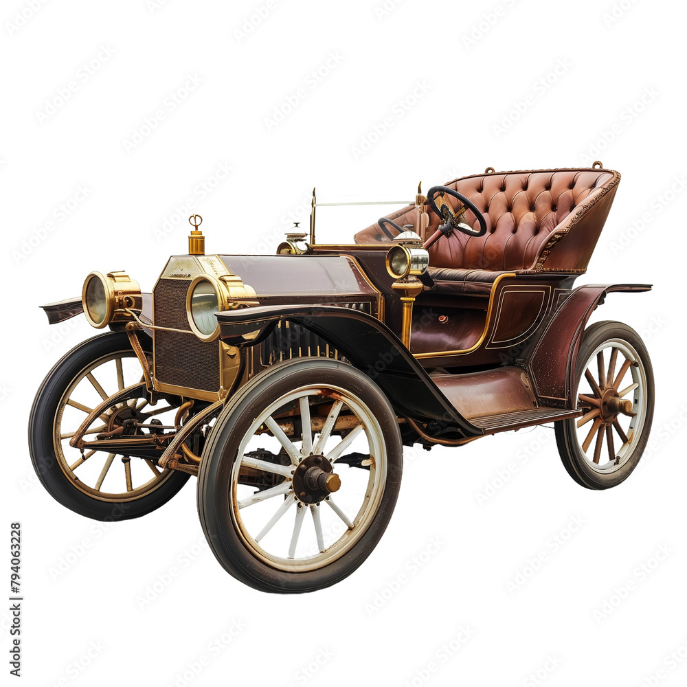 antique old car isolated on transparent background