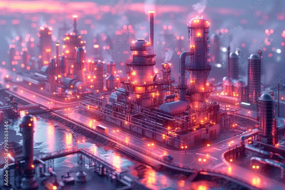 Fototapeta premium Digital illustration of a smart citys infrastructure, highlighting renewable energy sources, smart grids, and IoT devices