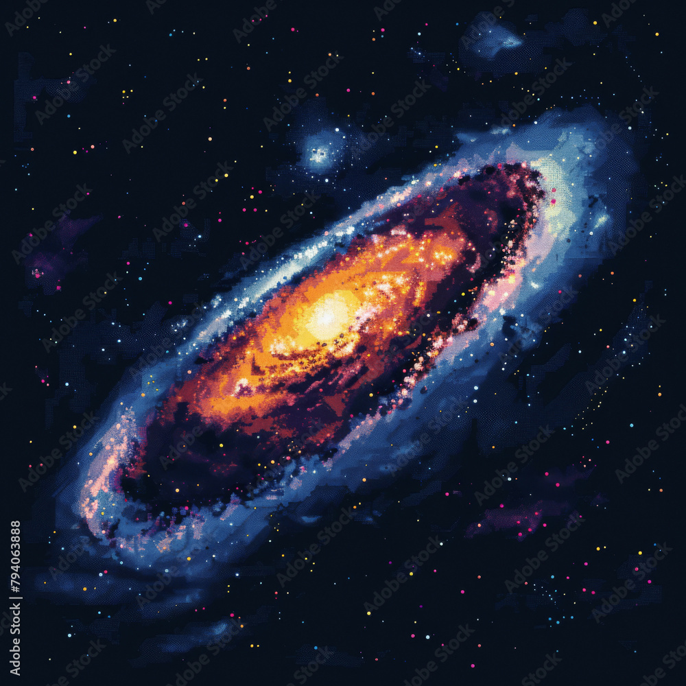 Obraz premium StellarPixel Galaxy A Celestial Journey in 16Bit