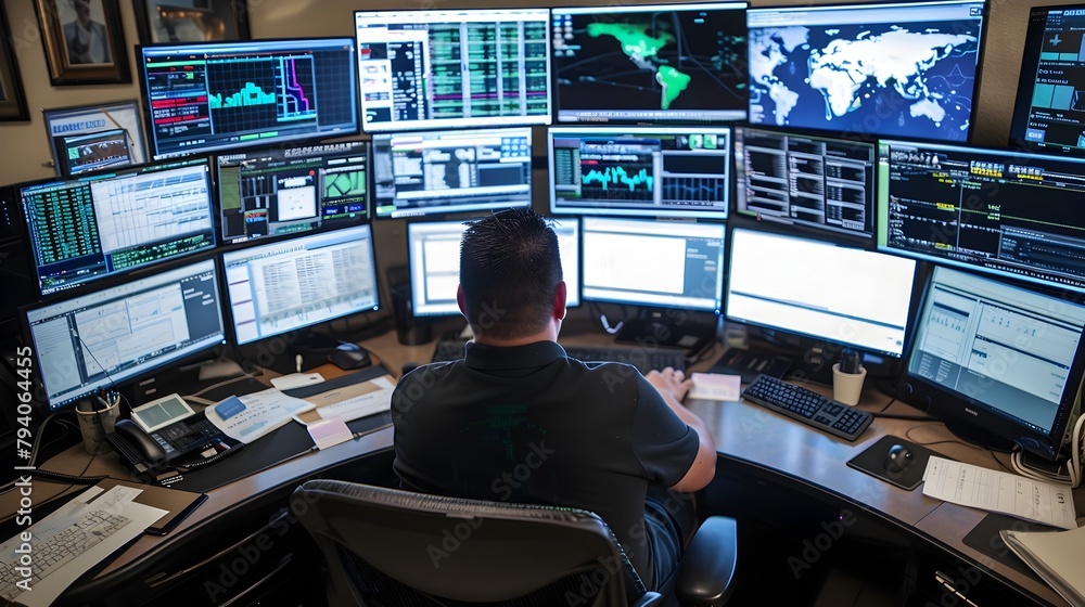 Fototapeta premium Cybersecurity Professional Strengthening Network Security Protocols