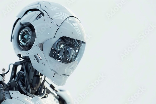 futuristic humanoid robot with synthetic brain artificial intelligence concept 3d rendering