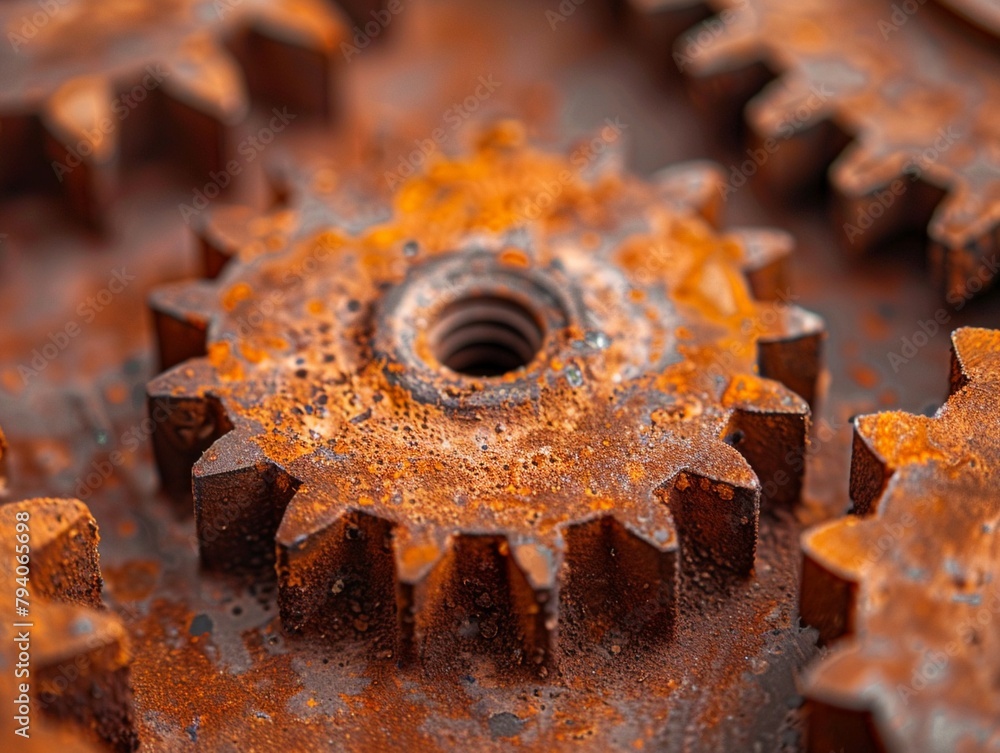 Rusty gears and cogs, macro, steampunk vibes for an industrial vintage background Rusty gears and cogs, macro, steampunk vibes for an industrial vintage background