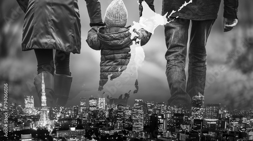 Image of Japan's declining birthrate problem. Decline in birthrate in Japan.