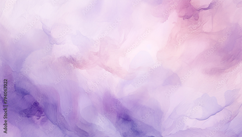 Fototapeta premium Watercolor purple background. Abstract background in purple tones watercolor texture for cards, cover, flyers, poster, banner or wallpaper. Pastel color watercolour banner.