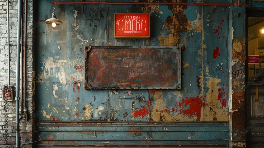 Distressed Store Sign Distressed metal signage, wide view, retro fonts for a quirky vintage ...