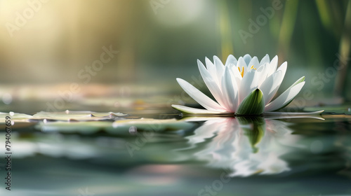 Ethereal Water Lily Floating Serenely on Calm Waters