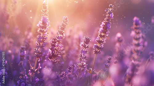 Ethereal Lavender Fields in Dreamy Purple Hues