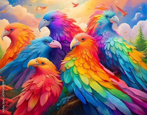 Wallpaper Mural Colorful birds Torontodigital.ca