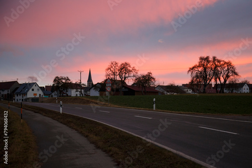 Abendrot in Harthausen, Teilort der Gemeinde Winterlingen im Zollernalbkreis photo