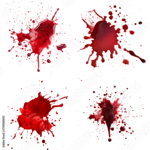 Blood Stain Set Isolated on Transparent Background
