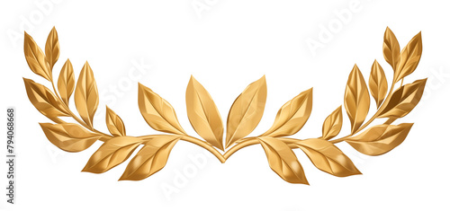 Laurel Leaf Golden Tiara  Isolated on Transparent Background
