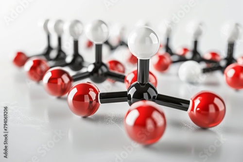 hydrogen peroxide molecule structural formula and 3d models on white background photo