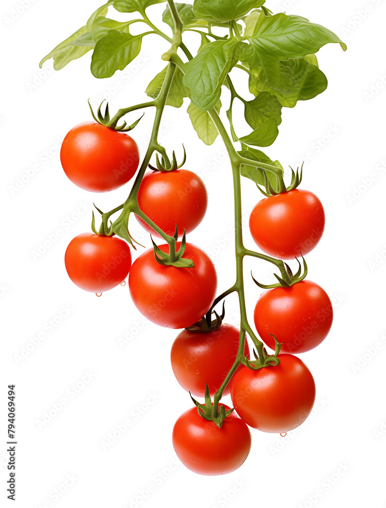 Tomatoes on Vines Isolated on Transparent Background
