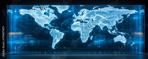 Advanced holographic world map with a crystalclear display, ensuring each country is sharply focused and easily identifiable