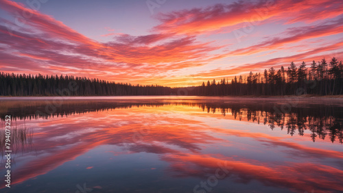 Tranquil Sunset Lake Reflection © nurissetiabudi