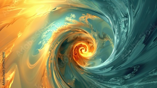 Computer Generated Swirl in Yellow and Blue