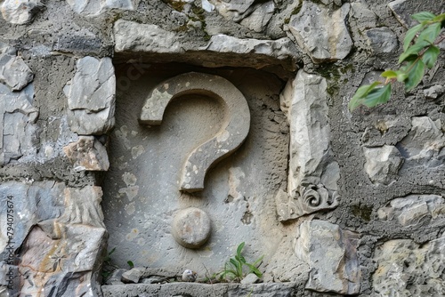 Stone Wall With Question Mark photo