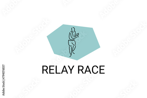 Relay race sport vector line icon. practice relay race. sport pictogram, vector illustration.
