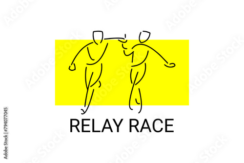 Relay race sport vector line icon. practice relay race. sport pictogram, vector illustration.
