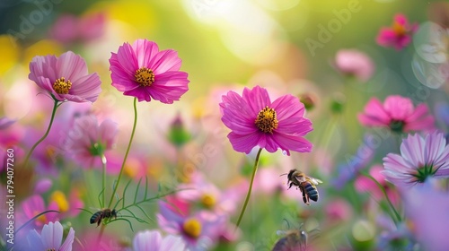 Busy bee garden bees pollinating vibrant flowers