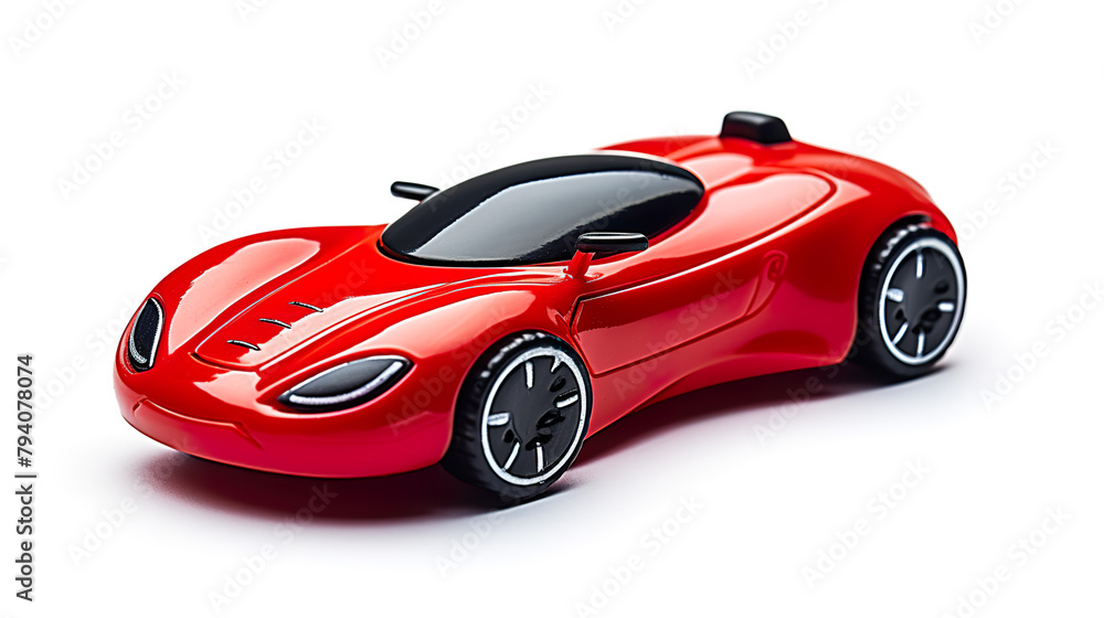 Toy car with remote control, isolated on a white background