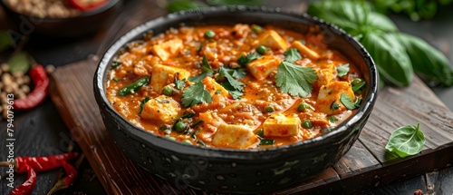 Paneer Makhani Butter Masala Curry in Soft Focus. Concept Food Photography, Indian Cuisine, Soft Focus, Creamy Curries