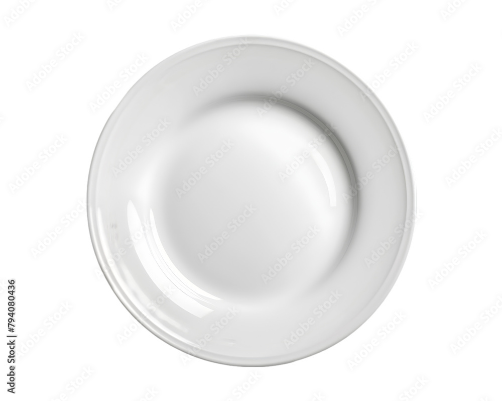 Empty white plate on transparent background Empty white plate on transparent background