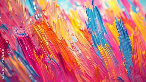 A field of colorful brushstrokes, each stroke a unique and vibrant expression, creating an energetic and artistic background, suitable for a music festival poster. 