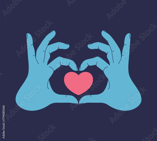 Human hands making heart sign. Heart gesture. Vector illustration