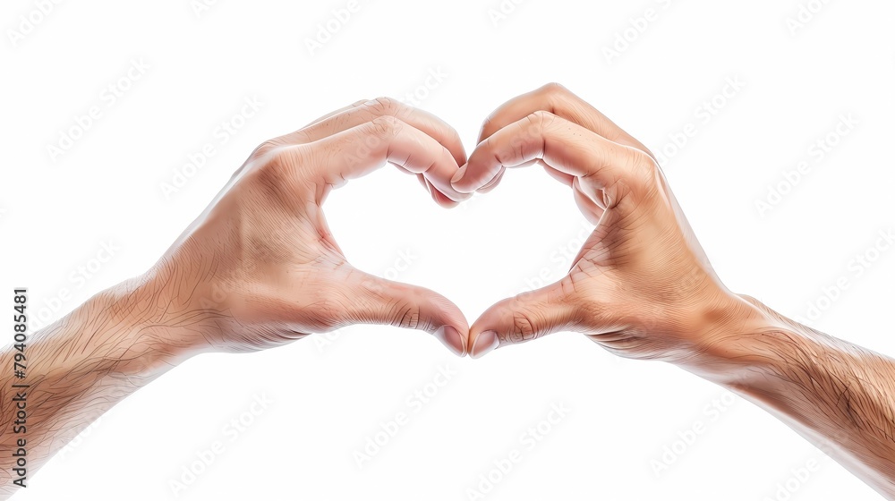 Hands in the form of heart on a white background, Generative AI illustrations. Hands in the form of heart on a white background, Generative AI illustrations.