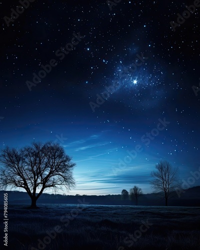 A serene night scene featuring the new moon in a starfilled sky  emphasizing the darkness of the moon obscured by the Earth s shadow  ideal for stargazing and astrophotography