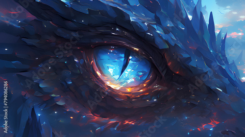 Fantasy blue dragon eye, background,  wallpaper, 4k