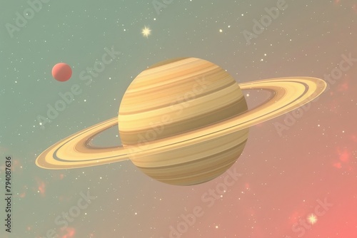 the planet Saturn in space in a horizontal format  Science-themed image as a JPG. Generative ai. Beautiful simple AI generated image in 4K  unique.