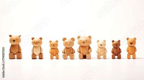 small children's wooden toys isolated on a white background