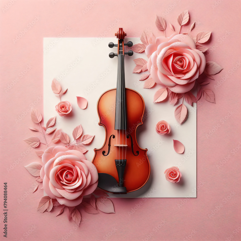 Fototapeta premium violin and rose
