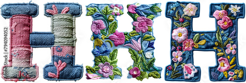 Embroidery Letter H Craft Artistic Stitches