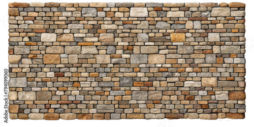 Stone wall on transparent background, Wall made with stones
