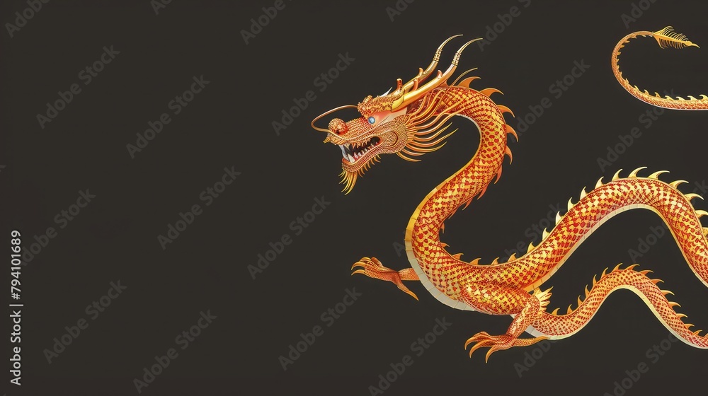 Obraz premium chinese dragon on black background.