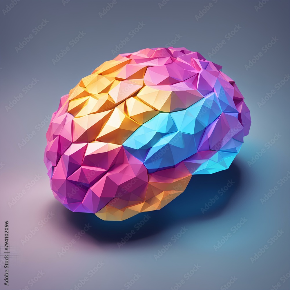 low poly isometric brain showcasing advanced neuroconnections 3d concept art with high detail low poly isometric brain showcasing advanced neuroconnections 3d concept art with high detail
