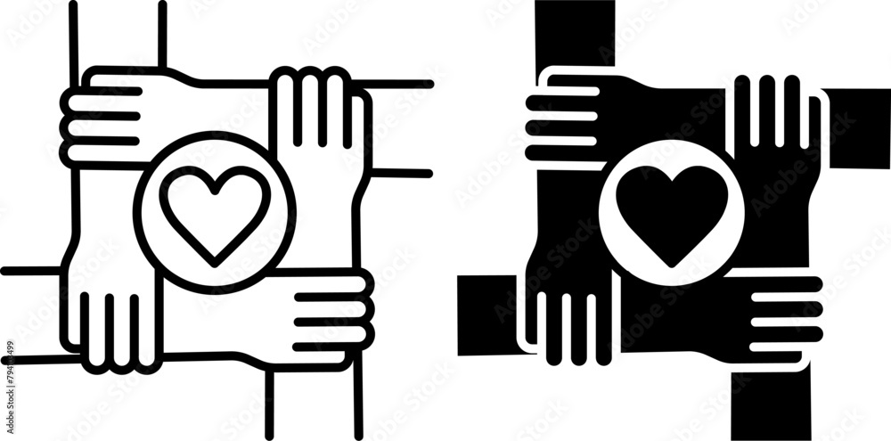 Sense of Belonging Icons. Black and White Vector Social Cohesion Icons. Micro-community, Common Purpose, Interpersonal Relationships. Wellness Concept Sense of Belonging Icons. Black and White Vector Social Cohesion Icons. Micro-community, Common Purpose, Interpersonal Relationships. Wellness Concept