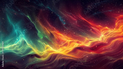 Aurora: A detailed illustration of the aurora borealis, highlighting its intricate patterns and vivid color