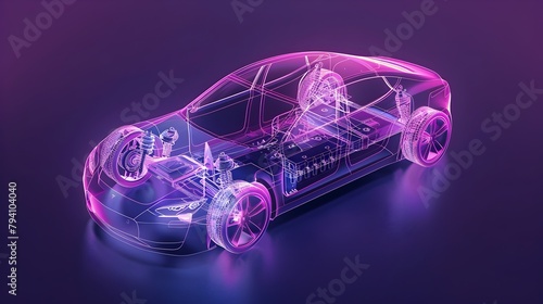 Transparent Electric Car: A Render Showcasing Innovative Green Technology and Advanced Engineering photo
