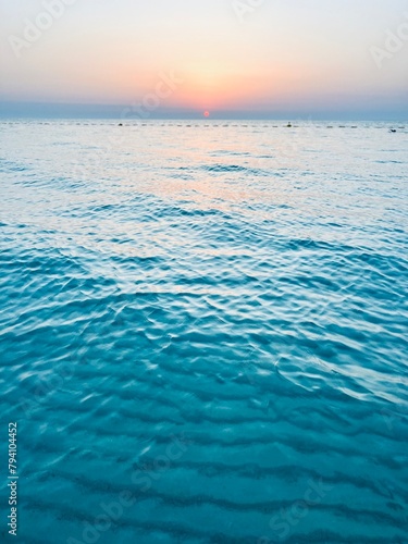 Orange sea sunset  orange sea horizon  sunshine  evening warm light