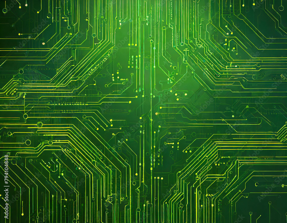 Abstract green circuit board background Computer digital drawing